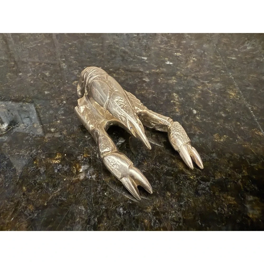 Vintage‎ Brass Lobster Figurine Paper Weight Nautical Ocean Lake Decor 4